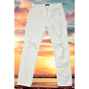 7 For All Mankind Josefina Women’s Jeans Size 27 White Distressed Slim Boyfriend